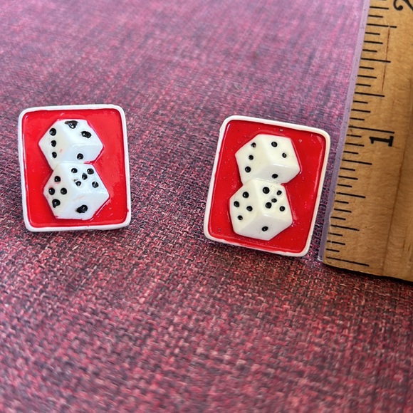 Dice Gaming Casino Earrings for Pierced Ears - Picture 4 of 7